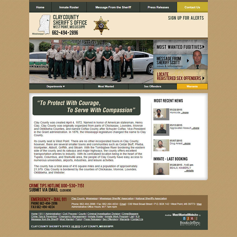 Clay County Sheriffs static website screenshot