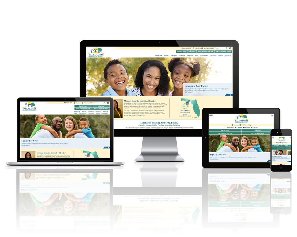 Tallahassee Housing Authority, Florida website displayed on four different devices.