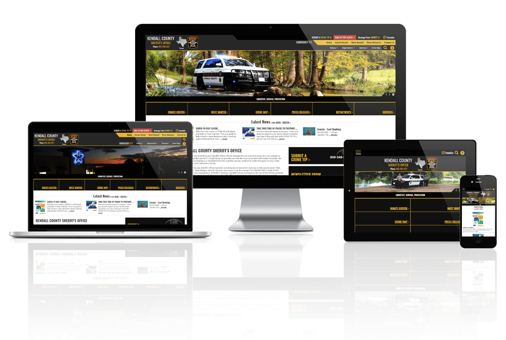 Responsive screen mock up of Kendall County Sheriff's Office Website