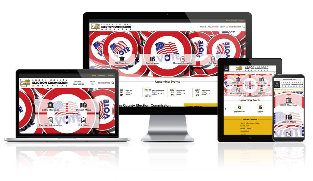 Responsive website design mockup for Logan County Election Commission.
