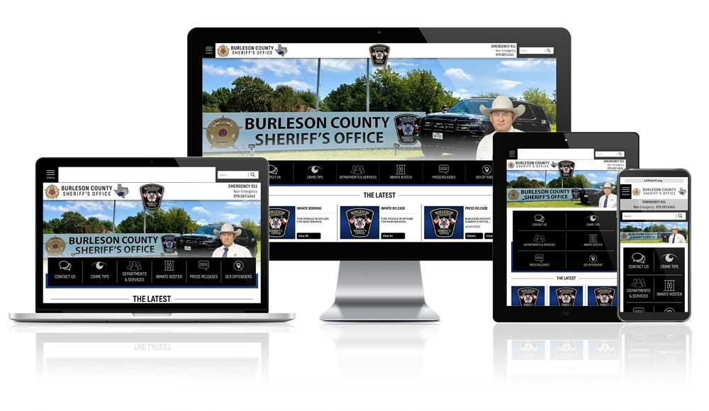 Burleson County Sheriff Texas Website Responsive Screens Mockup