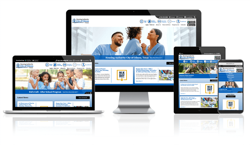 Odessa Housing Authority responsive website mockup