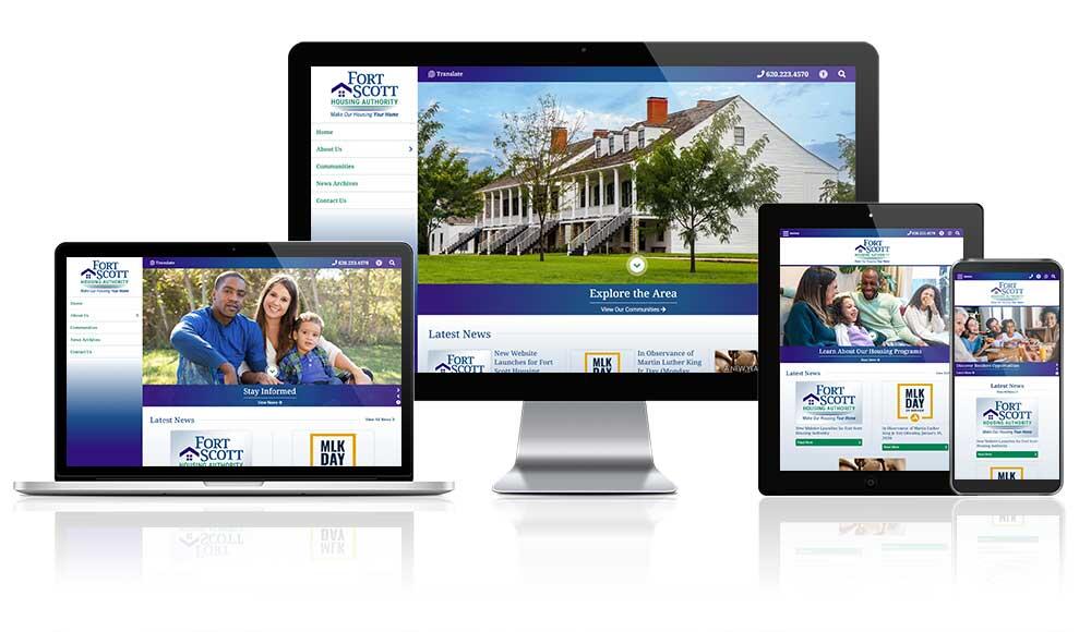 Fort Scott Housing Authority, Kansas website displayed on four different devices.
