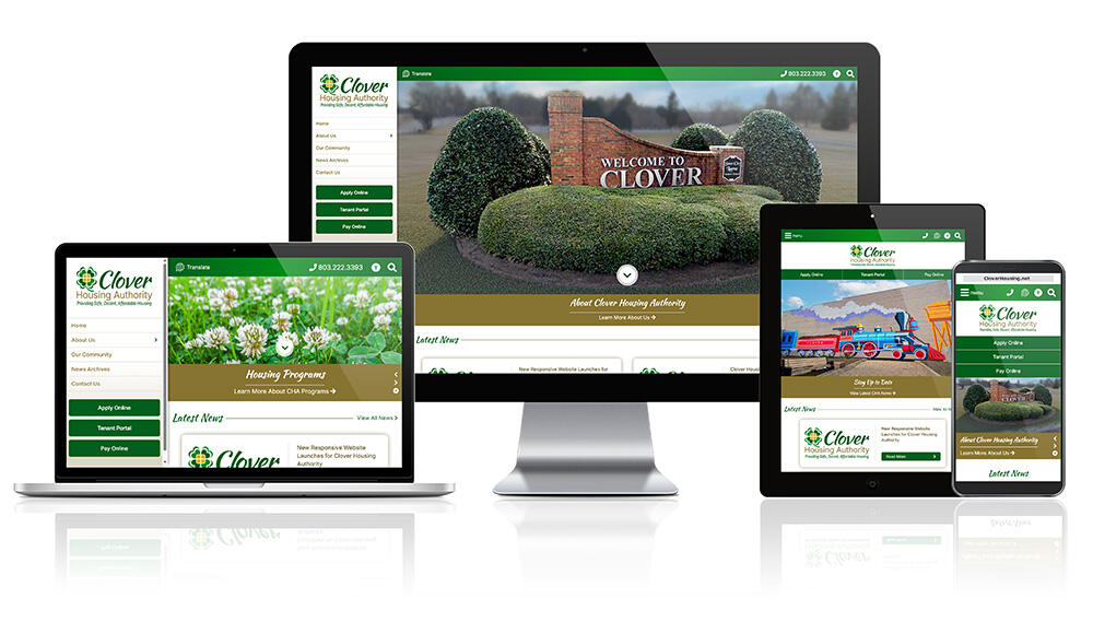 Clover Housing Authority responsive website mockup