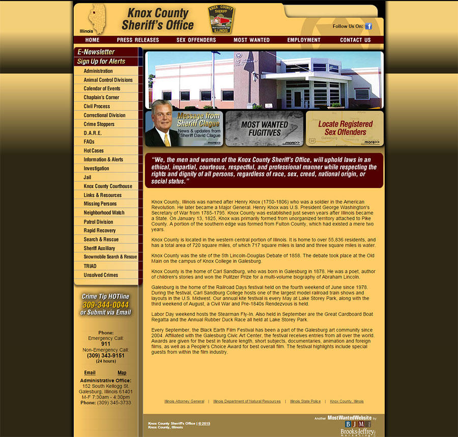 Knox County Sheriffs Office static website screenshot