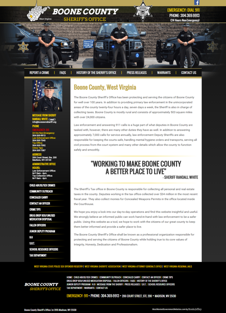 Boone County Sheriff website screenshot
