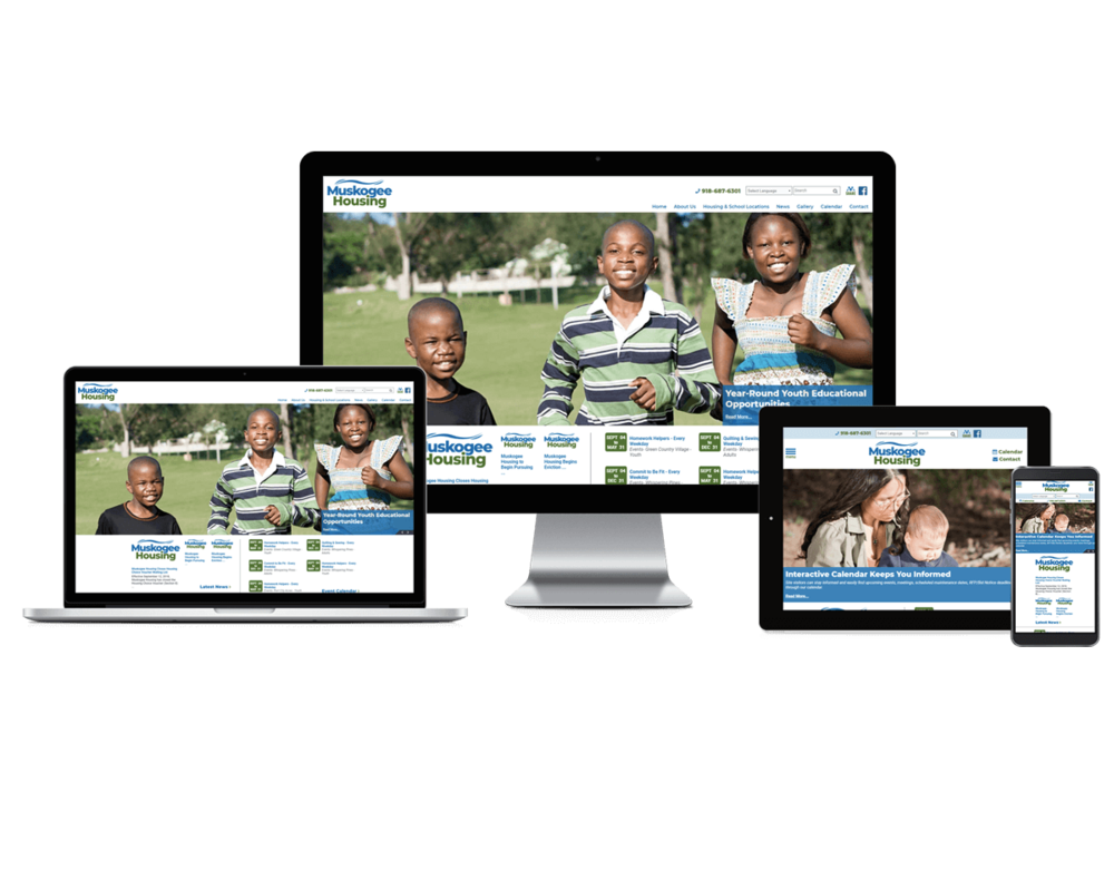 Muskogee Housing Authority, Oklahoma website displayed on four different devices.