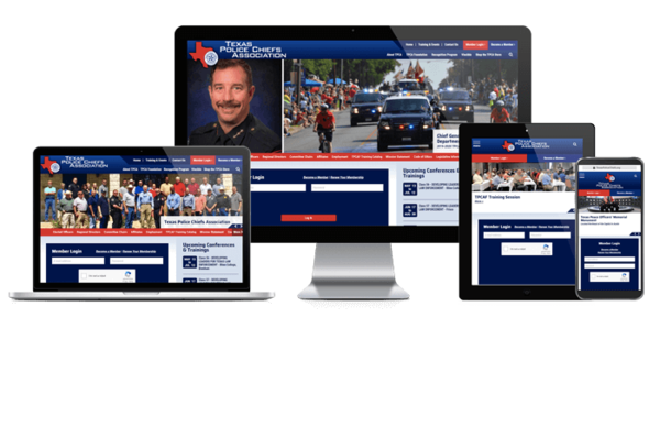 Responsive screen mockup of Texas Police Chiefs Association Website