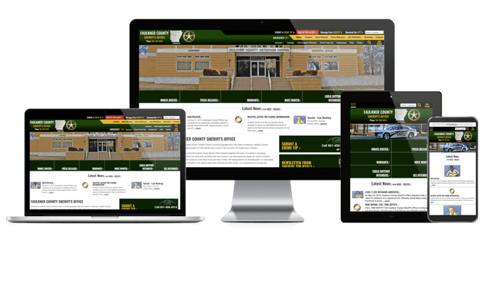Showcase of Faulkner County, Arkansas Sheriffs' website on different screen sizes.