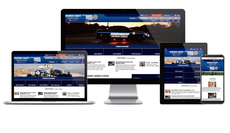 Showcase of Wagoner County Sheriff, Oklahoma website on different screen sizes.