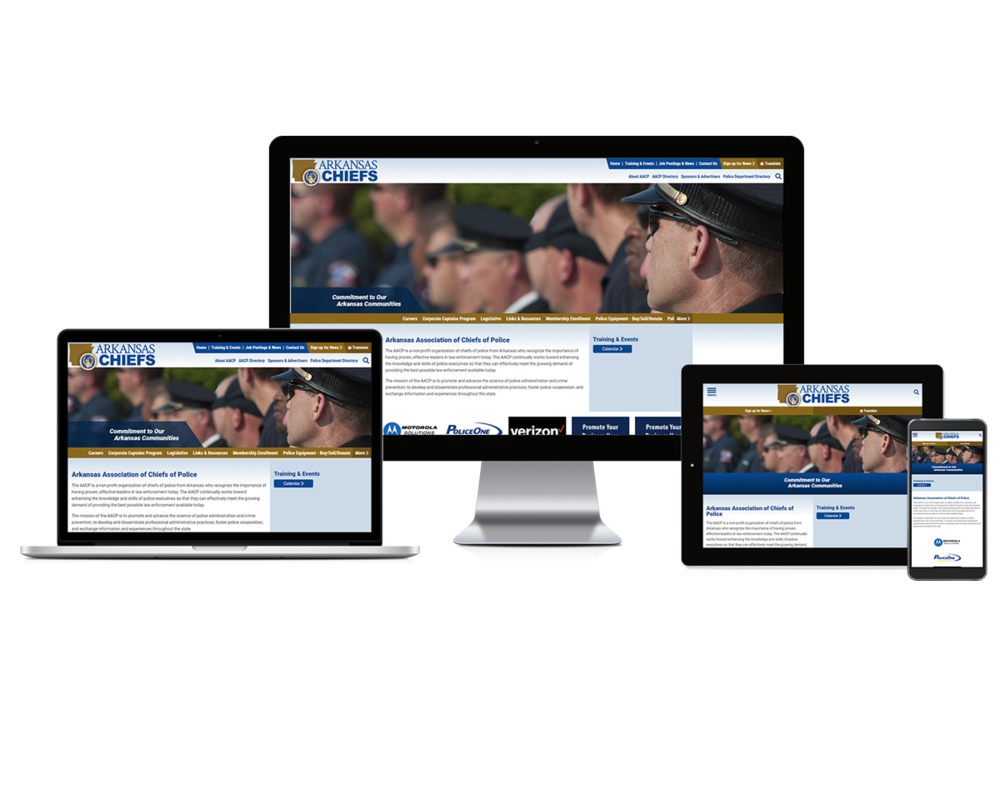 Arkansas Association of Chiefs of Police screen mockups