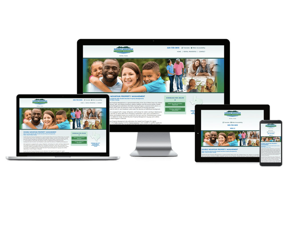 Rotan Housing Authority website screen mockups