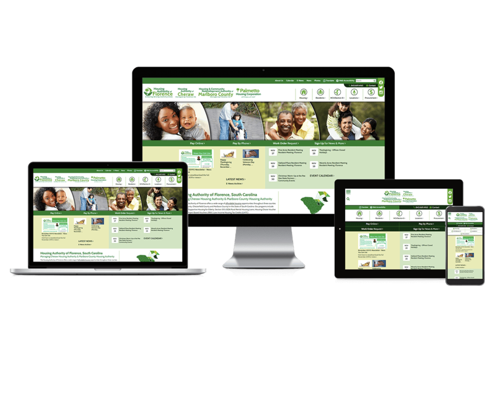 Florence Housing Authority, South Carolina website displayed on four different devices.