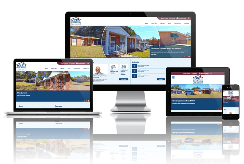 Responsive Screen Mockup of Ozark Housing Community Website