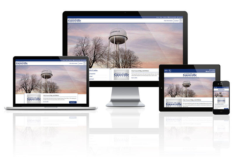 Responsive screens mockup for City of Gassville Website