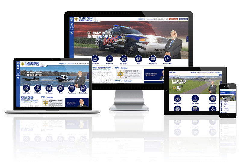 Showcase of St. Mary Parish Sheriff, Louisiana website on different screen sizes.