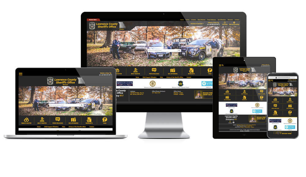Lawrence County Sheriff's Office website showcase on different devices.