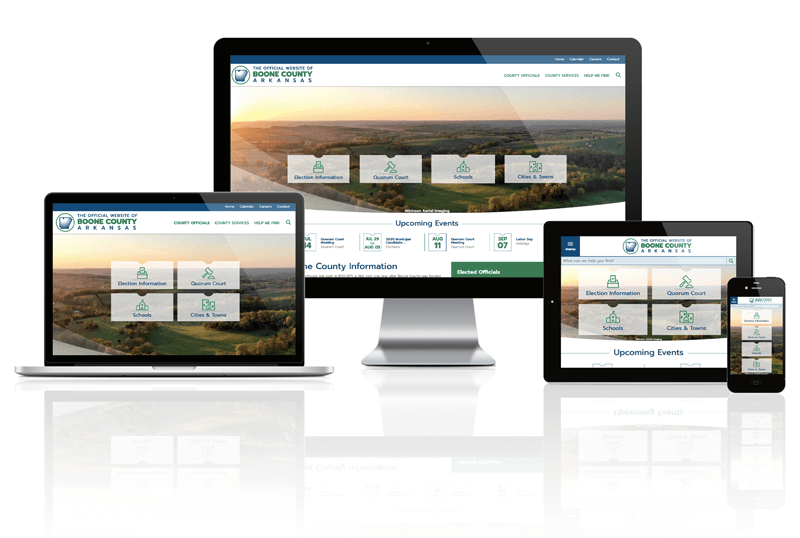 Responsive screen mockup of Boone County, AR Website