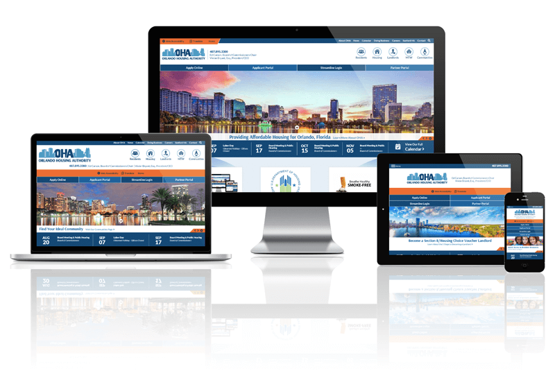 Responsive Screen Mockup of Orlando Housing Authority Website