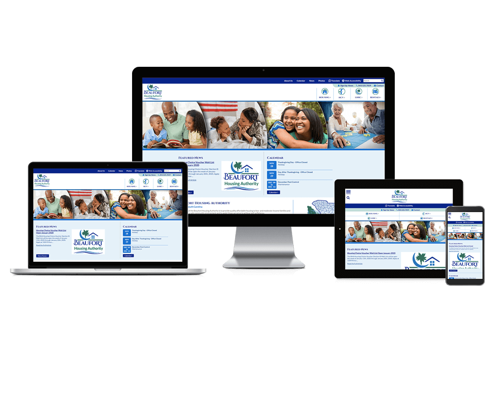 Beaufort Housing Authority responsive screen mockup