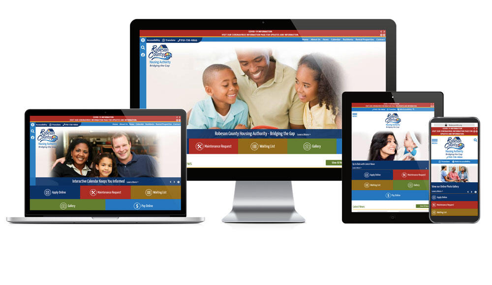 Robeson County Housing Authority website screen mockups