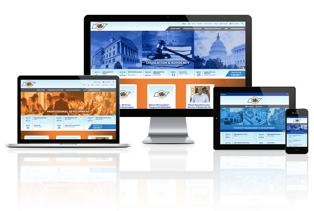 Tennessee Association of Housing and Redevelopment Authorities responsive screen mockup