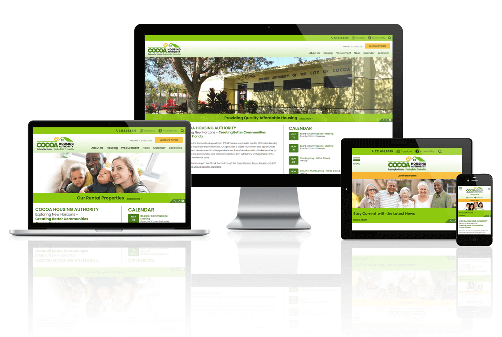 Cocoa Housing Authority website responsive screen mockup