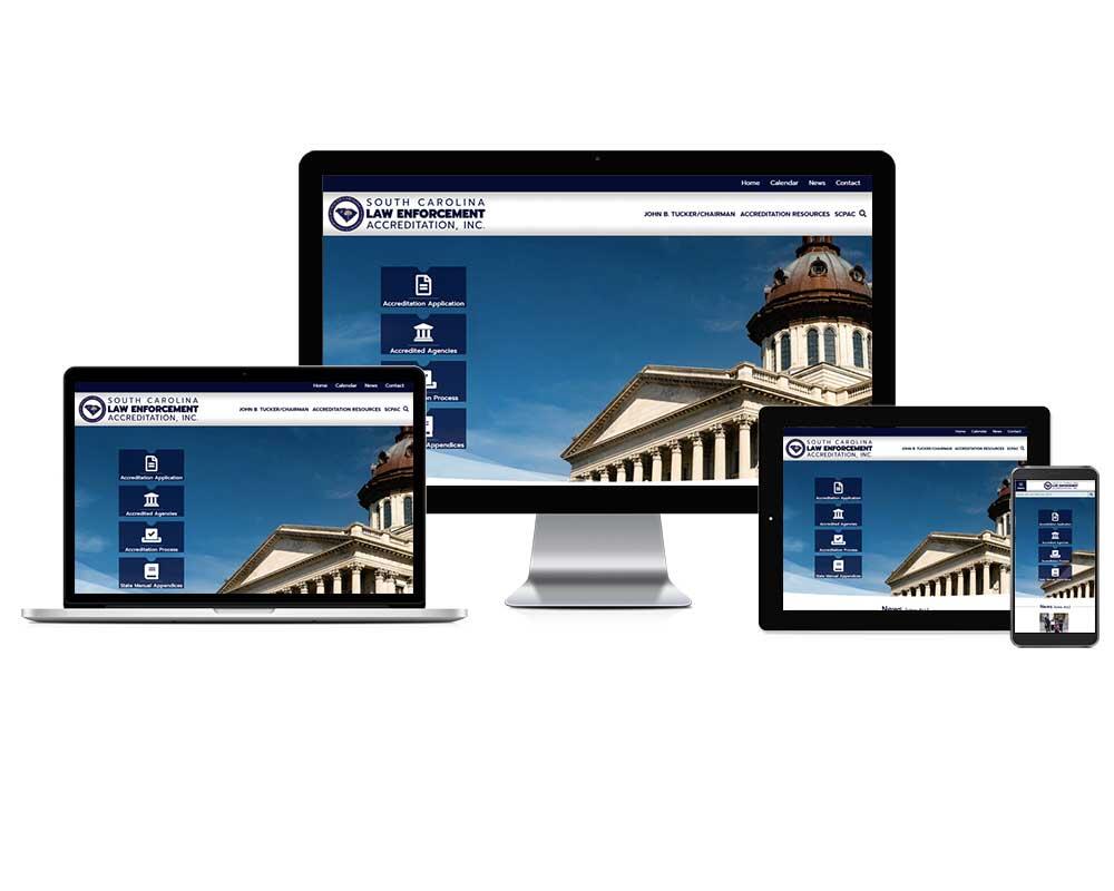 Responsive screen mockup of South Carolina Law Enforcement Accreditation, Inc. Website