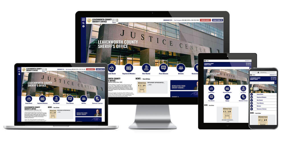 Leavenworth County Sheriff's Office website showcase on different devices.