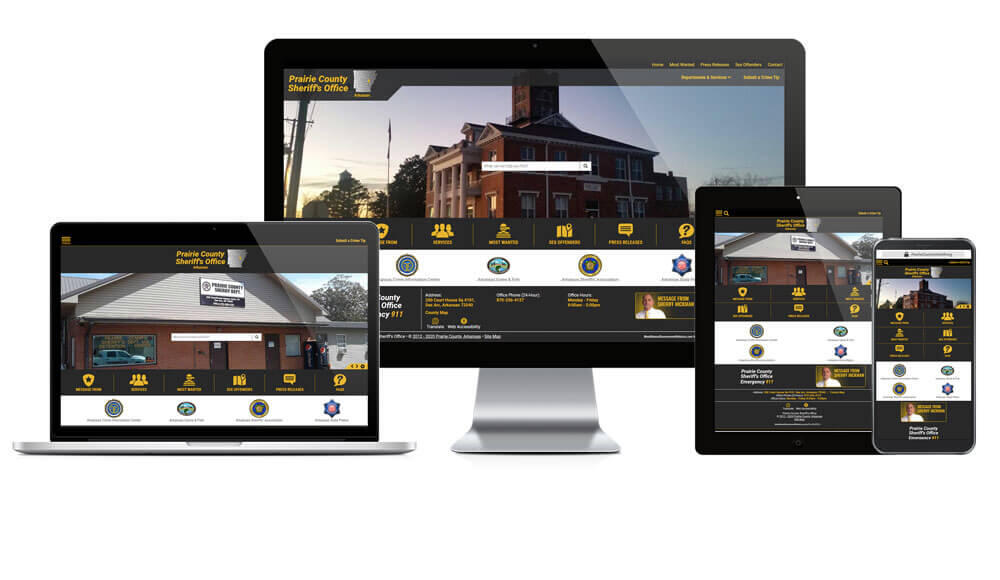 Prairie County Sheriff website responsive screen mockup.