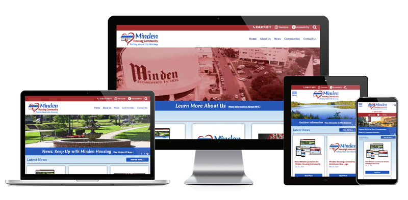 Minden Housing Community responsive website mockup