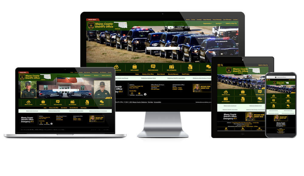 Mayes County Sheriff website responsive screen mockup.
