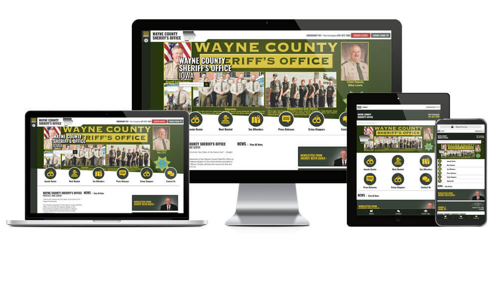 Wayne County Sheriff website responsive screen mockup.