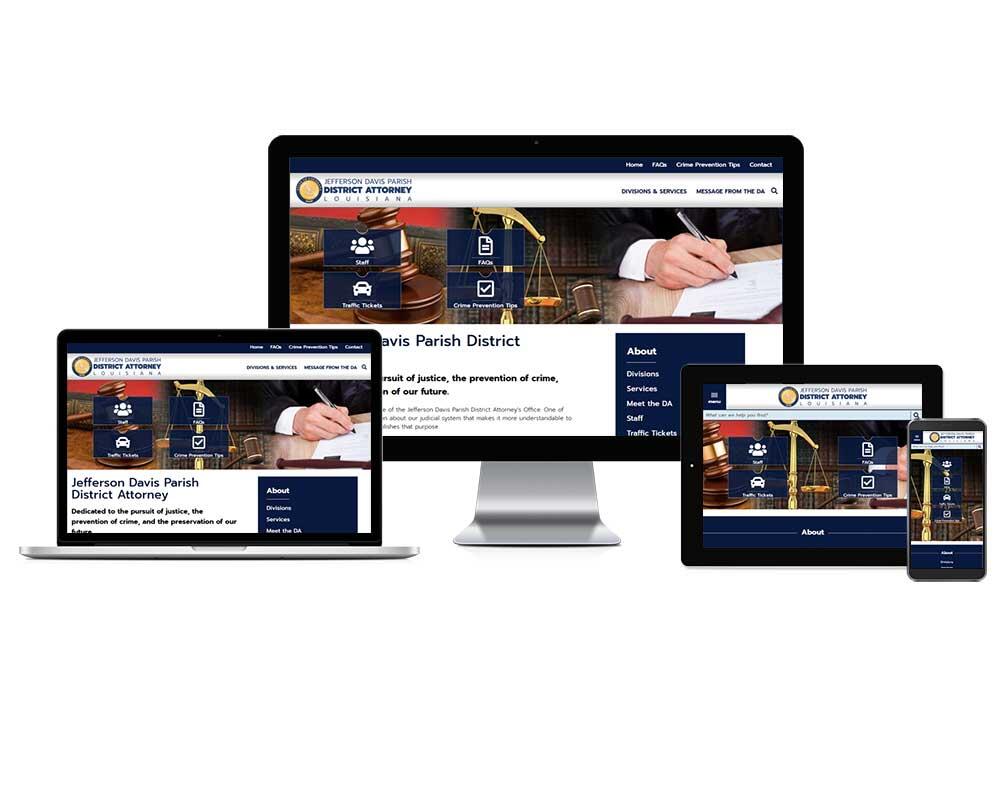 Responsive Screen Mockup of Jefferson Davis Parish District Attorney Website