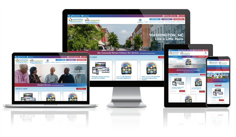 Washington Housing Authority responsive screen mockup