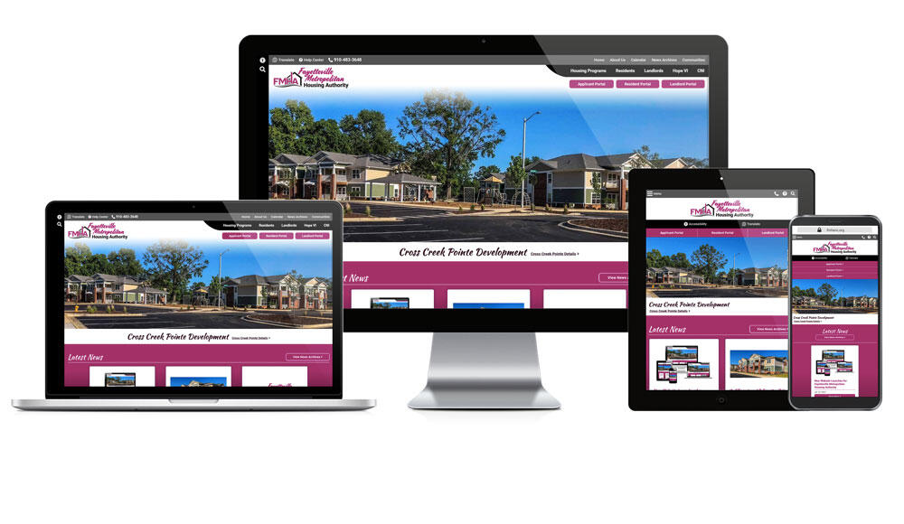 Fayetteville Metropolitan Housing Authority responsive website mockup.
