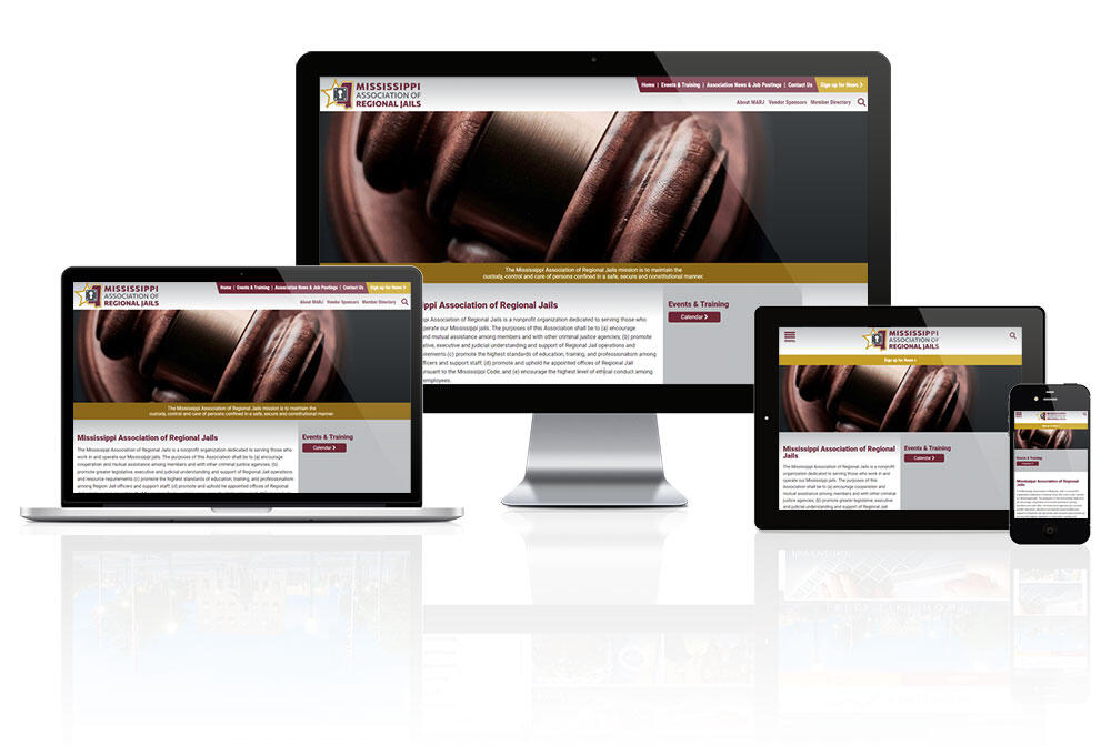 Mississippi Association of Regional Jails website responsive screen mockup.