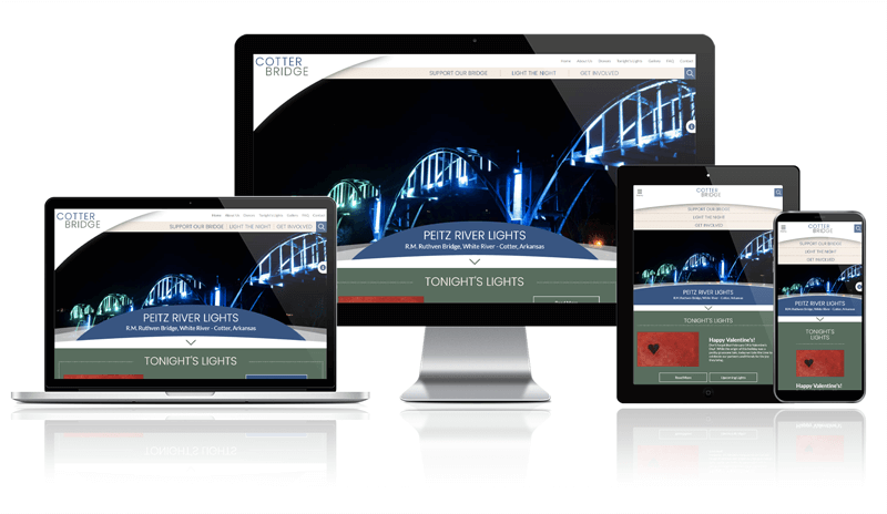 Responsive website mockup of Cotter Bridge website