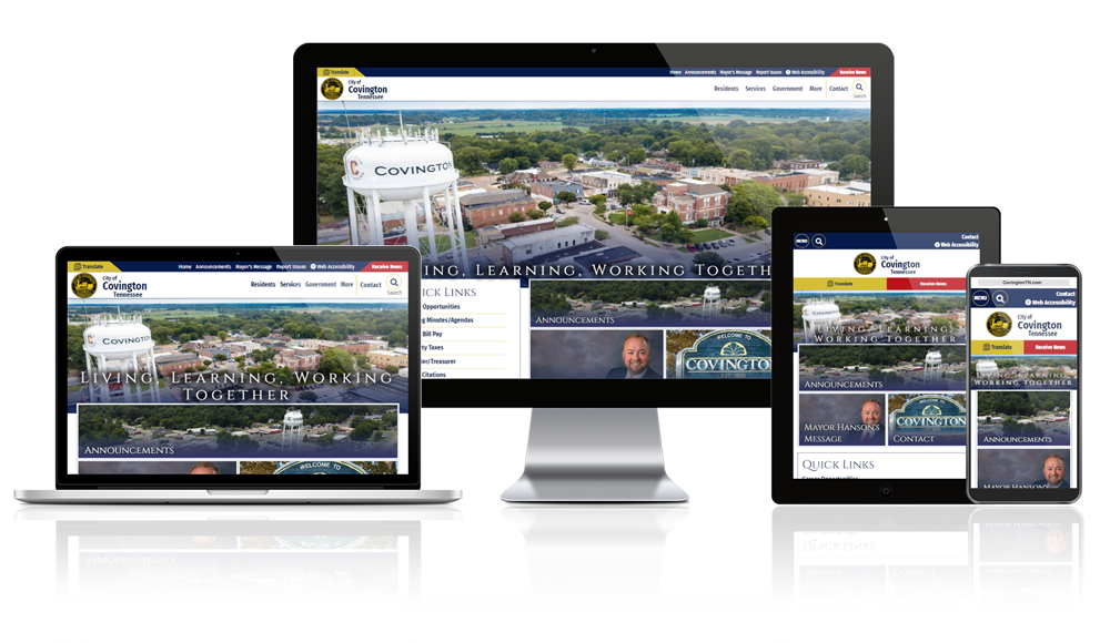 City of Covington, Tennessee website responsive mockups