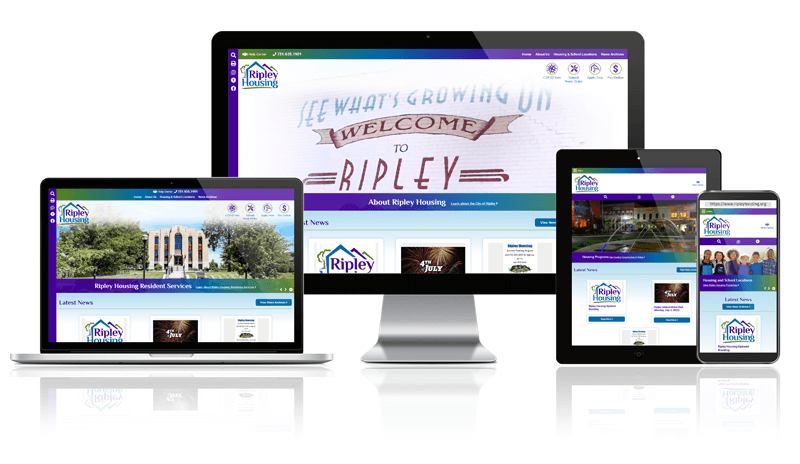 Ripley Housing Authority website screen mockups