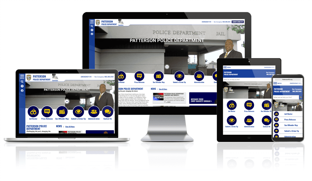 Patterson Police Department responsive website mockup.