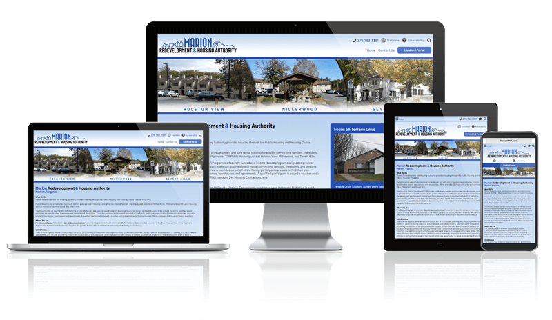 Marion Redevelopment & Housing Authority responsive website mockup