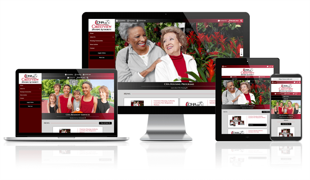 Crestview Housing Authority responsive screen mockup