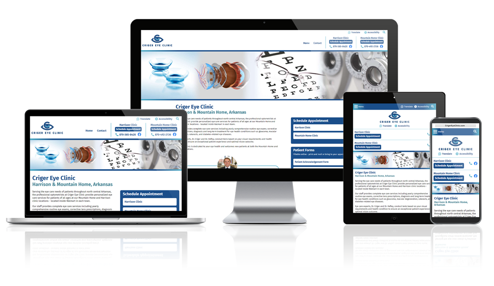 Criger Eye Clinic responsive website mockup