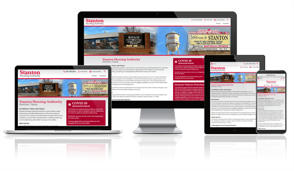 Stanton Housing Authority responsive website mockup