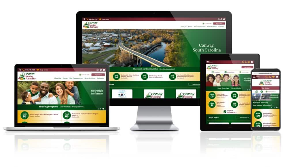 Conway Housing Authority responsive website mockup.