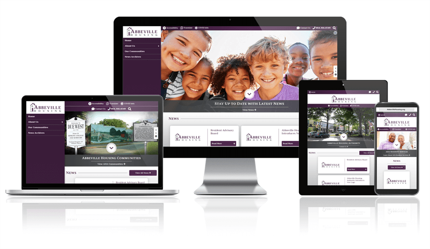 Abbeville Housing responsive website mockup