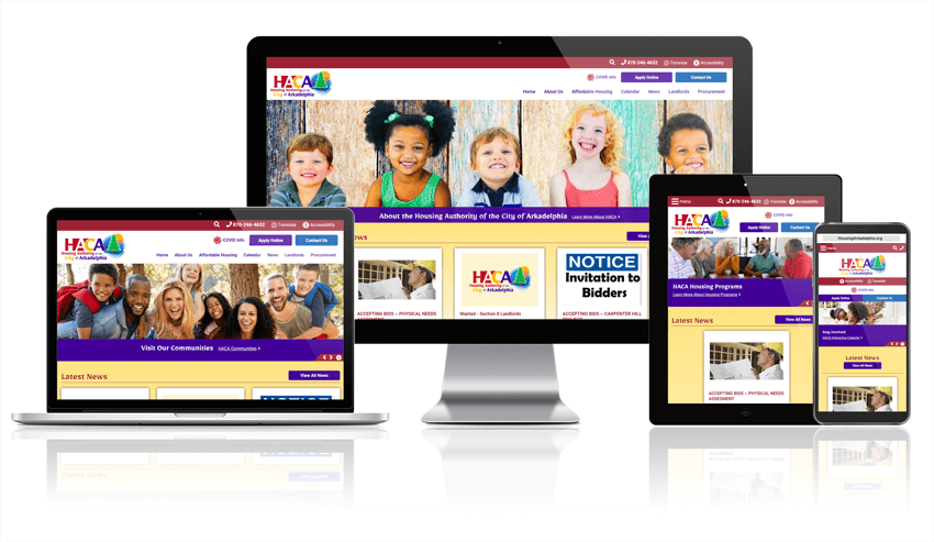 Housing Authority of the City of Arkadelphia responsive website mockup