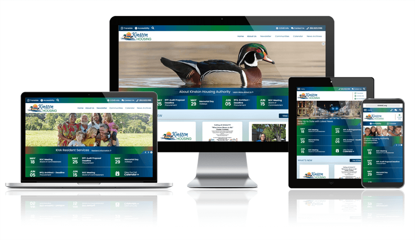 Kinston Housing responsive website  screen mockup.