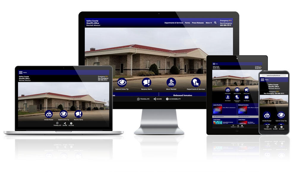 Saline County Sherff's Office Missouri Responsive Screens Mockup